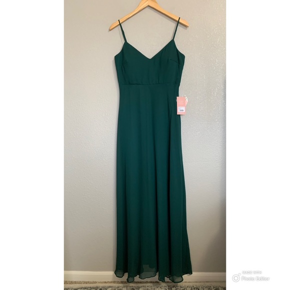 Birdy Grey Emerald Green Devin Chiffon Formal Dress Size Medium NWT - Picture 2 of 16